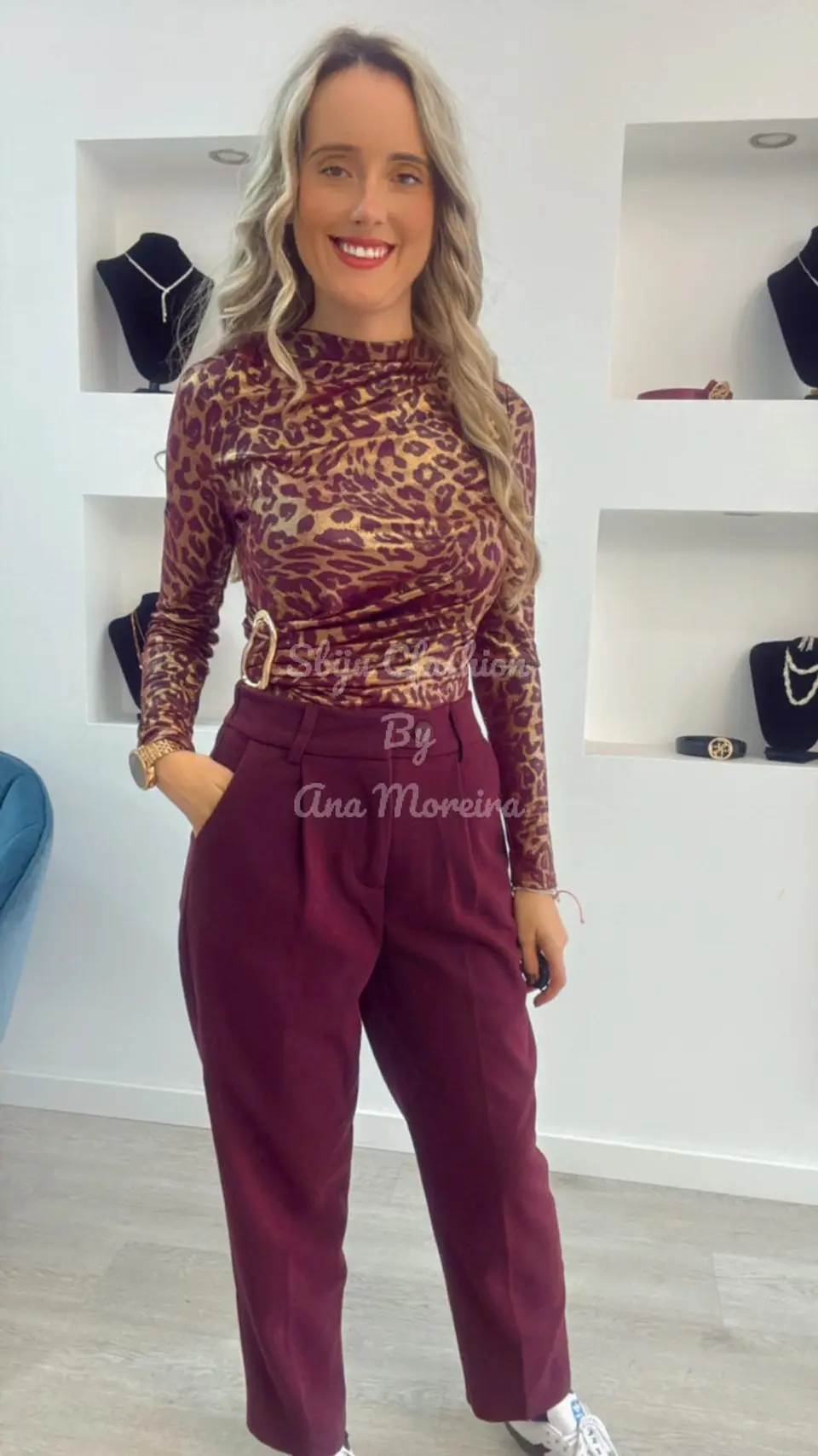 Body Animal Print Bordô com Detalhe na Cinta 2