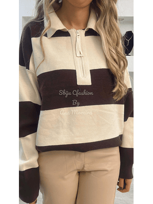 Polo às Riscas com Fecho - TU