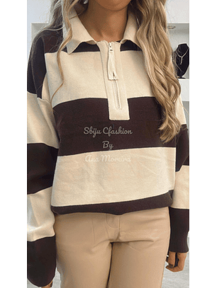 Polo às Riscas com Fecho - TU