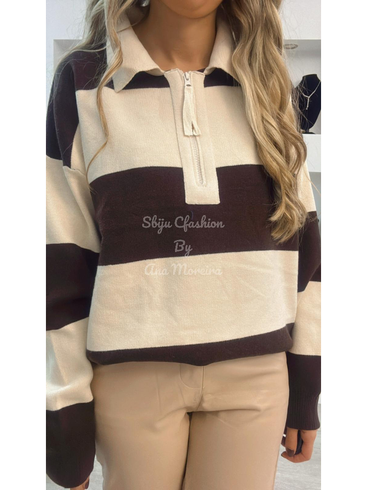 Polo às Riscas com Fecho - TU 2