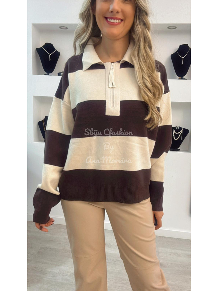 Polo às Riscas com Fecho - TU 4