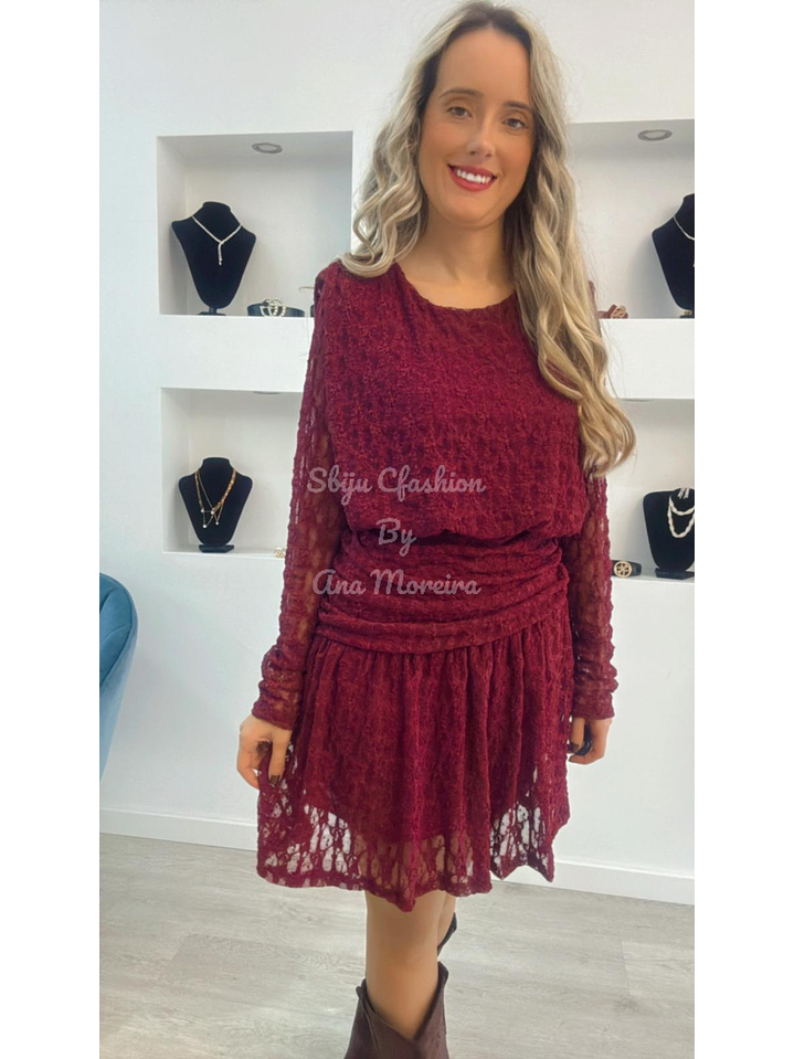 Vestido Rendado Drapeado - TU 7