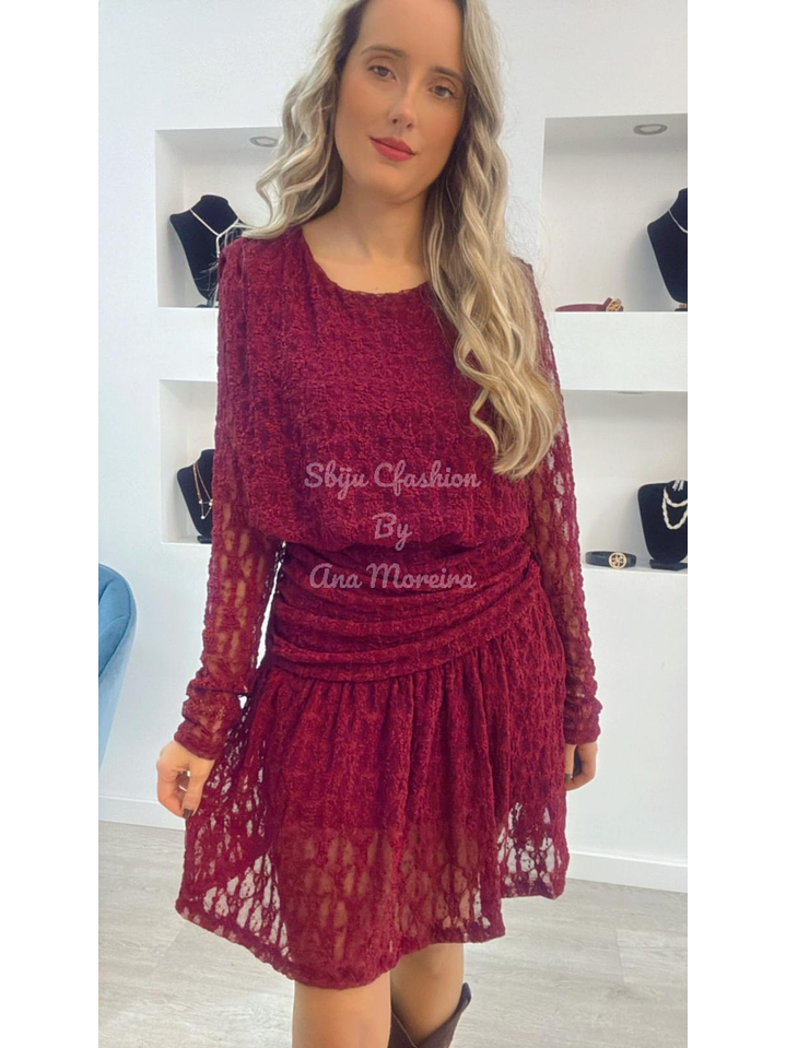 Vestido Rendado Drapeado - TU 8