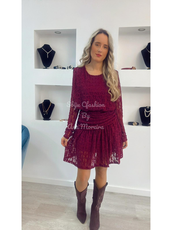 Vestido Rendado Drapeado - TU 6