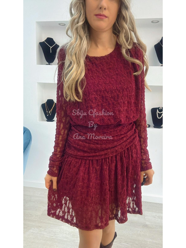 Vestido Rendado Drapeado - TU 10