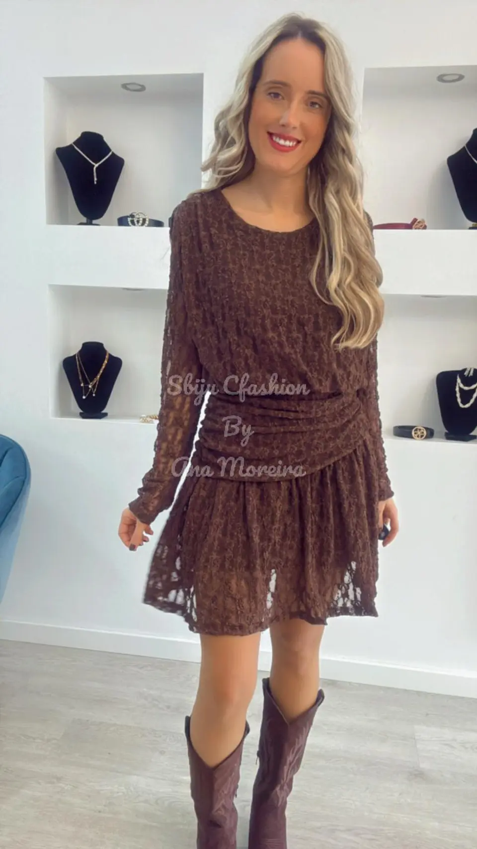 Vestido Rendado Drapeado - TU 9