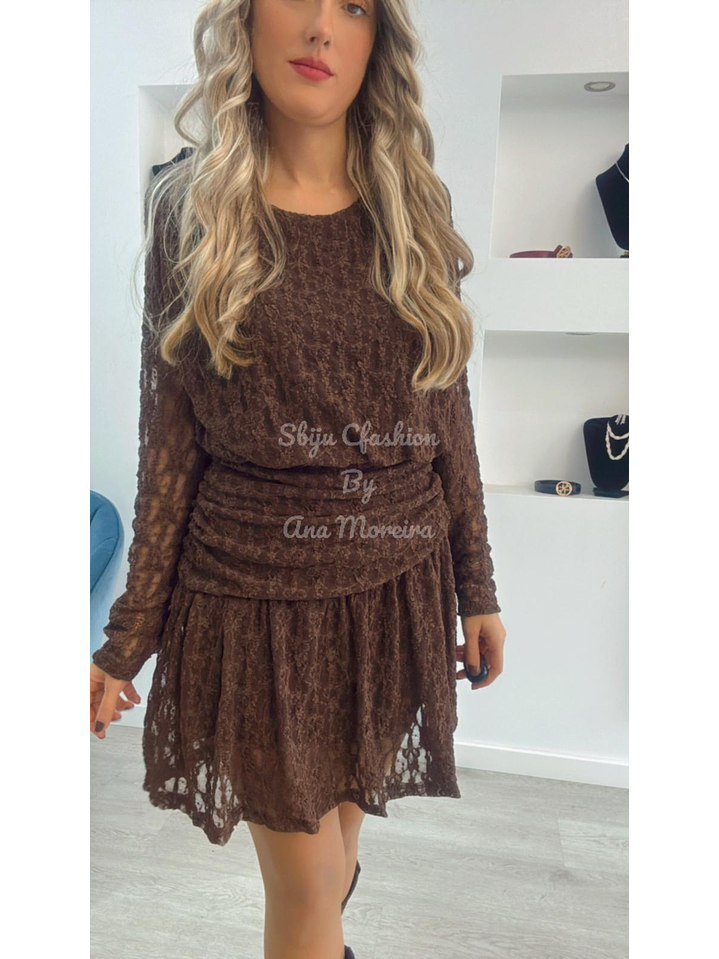 Vestido Rendado Drapeado - TU 4