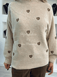 Camisola de Malha com Gola e Corações Castanhos - TU - vignette 4