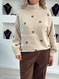 Camisola de Malha com Gola e Corações Castanhos - TU - vignette 6