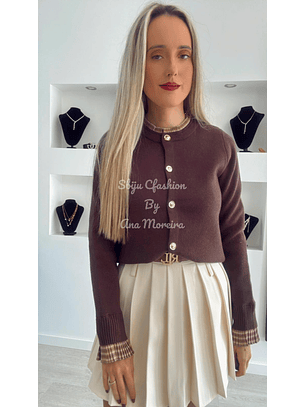 Casaco em Malha com Detalhe no Punho e na Gola - TU