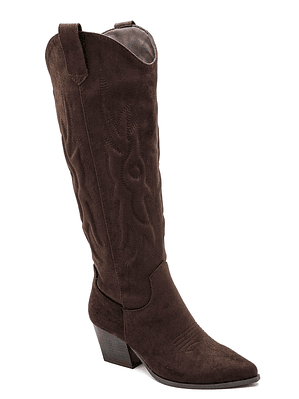 Bota Texana Castanha em Camurça