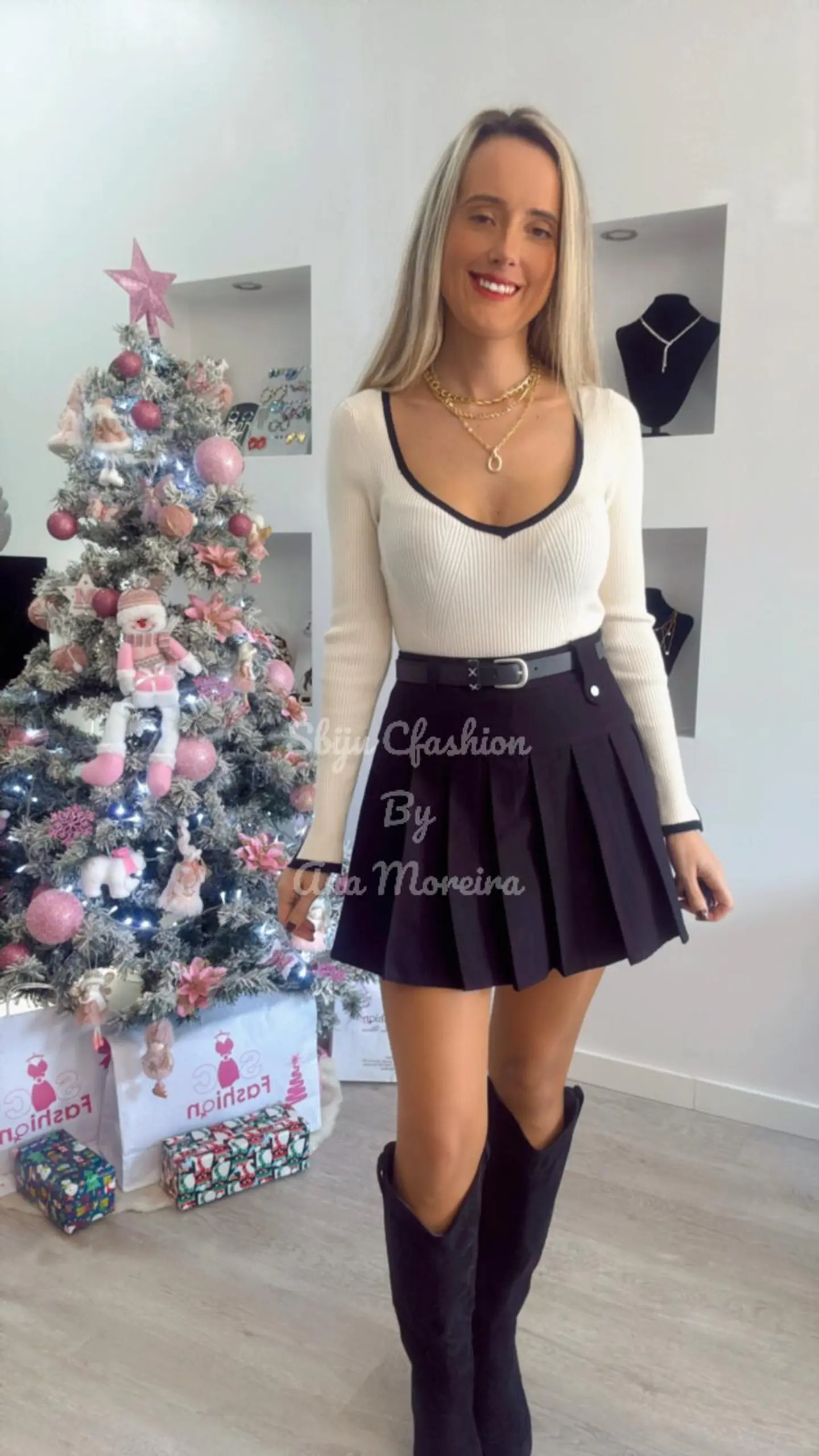 Camisola em malha com decote e racha na manga 4