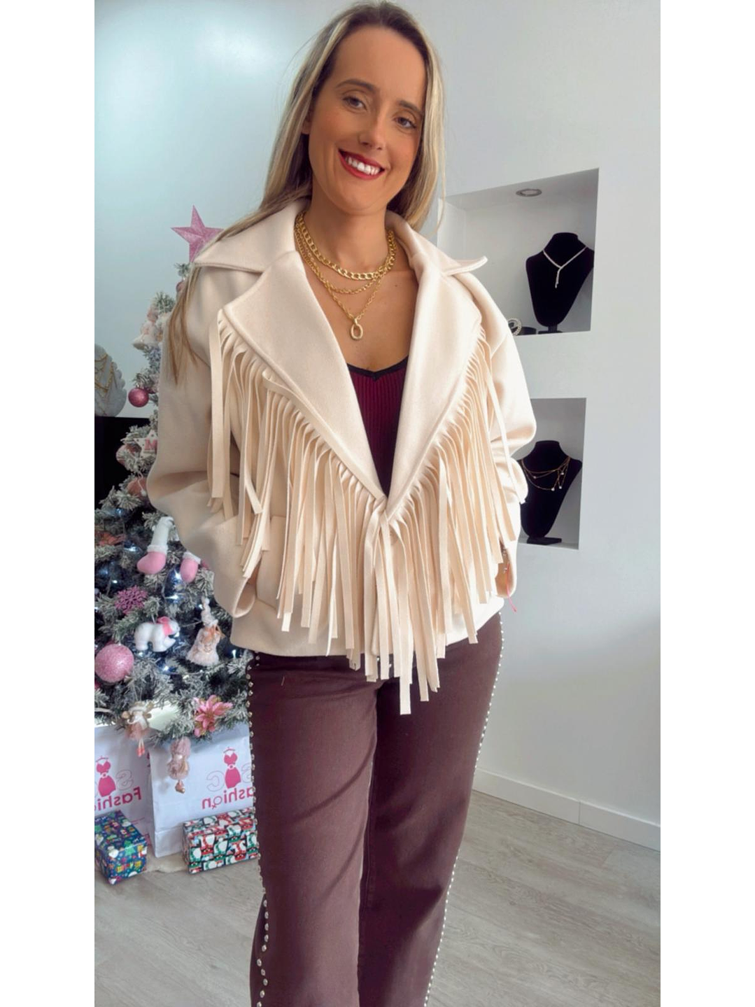 Casaco em fazenda com franjas - TU 9