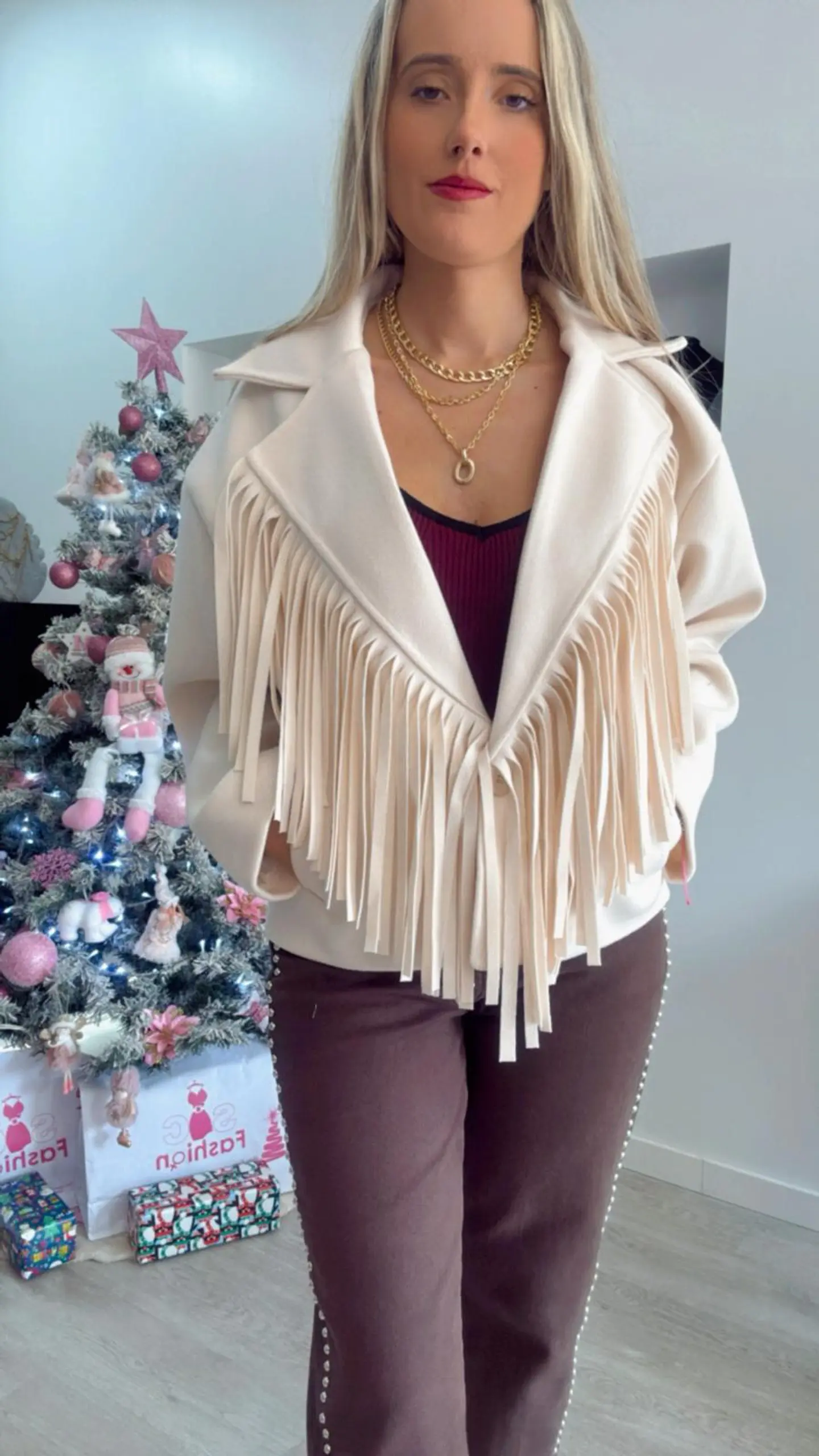 Casaco em fazenda com franjas - TU 8