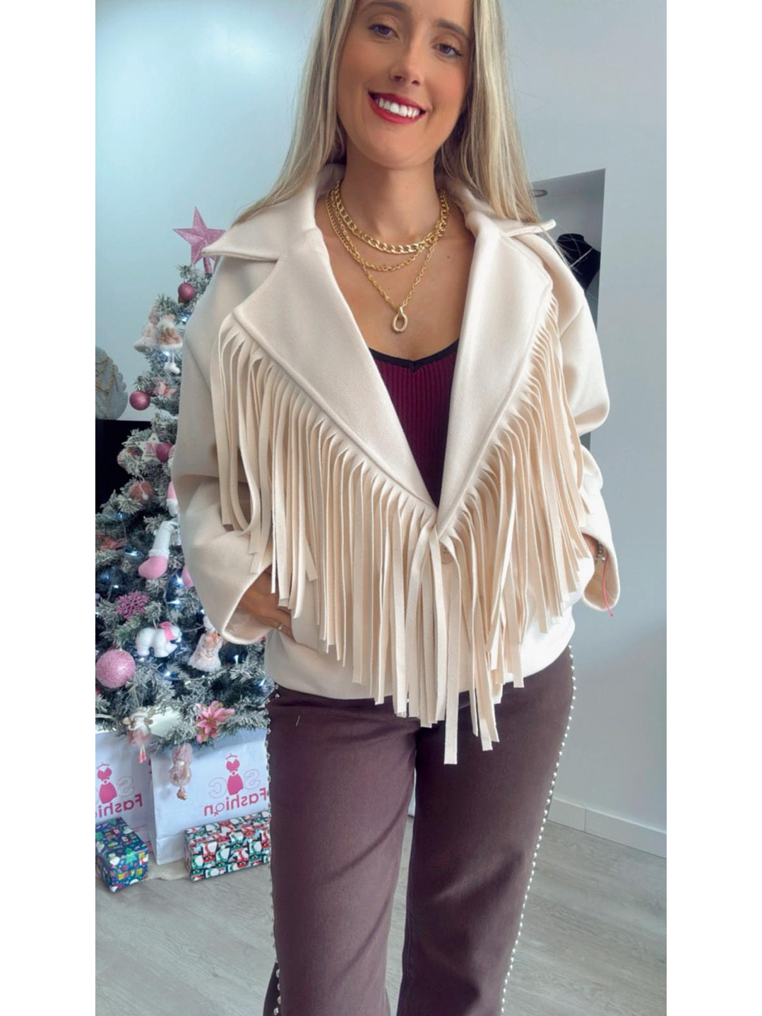 Casaco em fazenda com franjas - TU 10