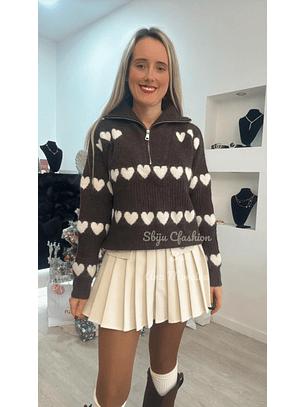 Camisola em malha com corações - TU