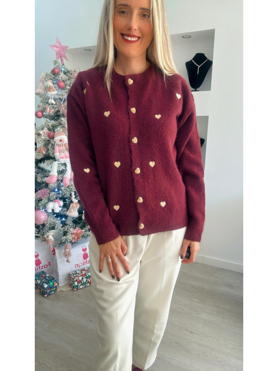 Cardigan de malha com corações - TU 8