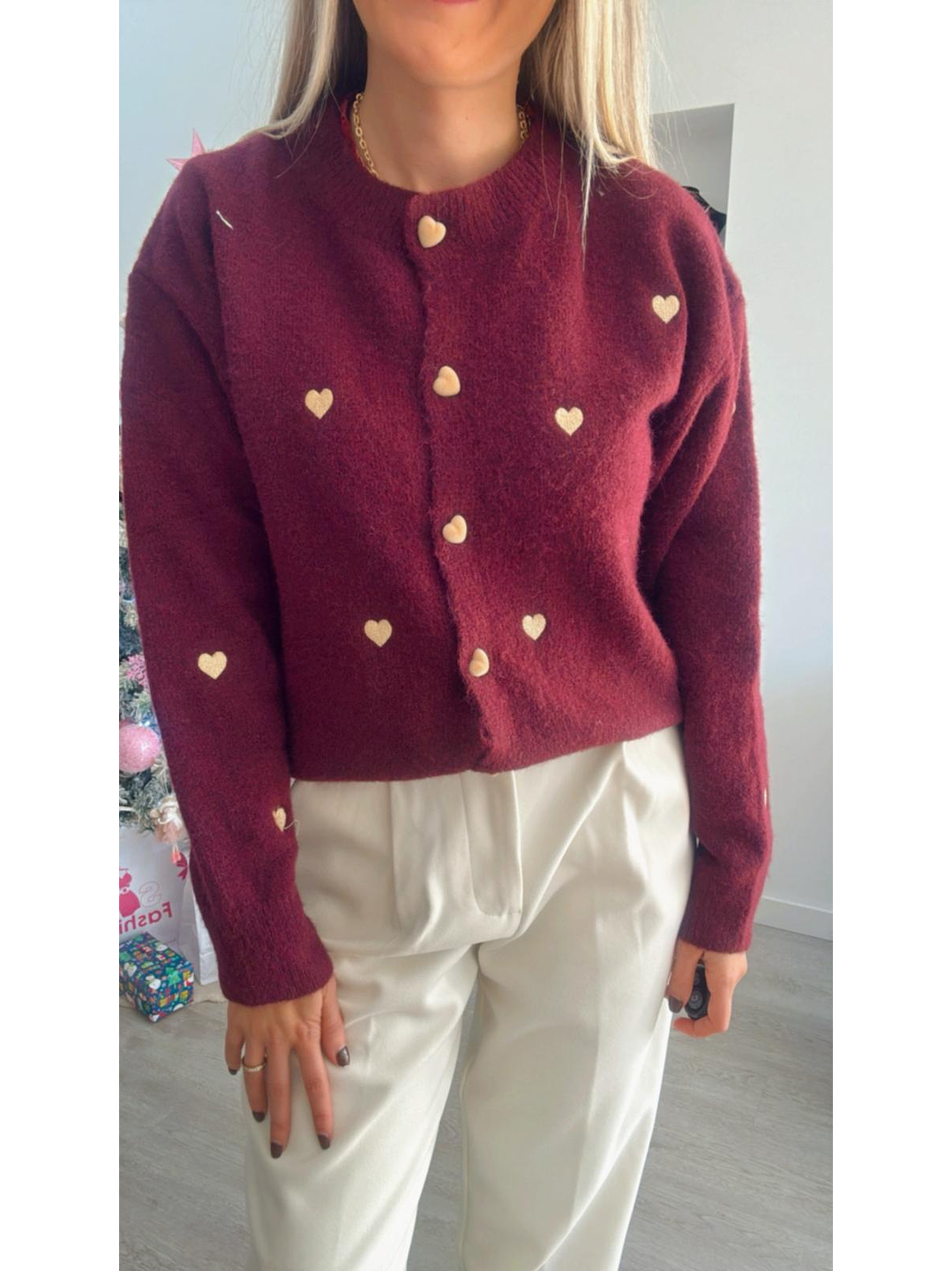 Cardigan de malha com corações - TU 9