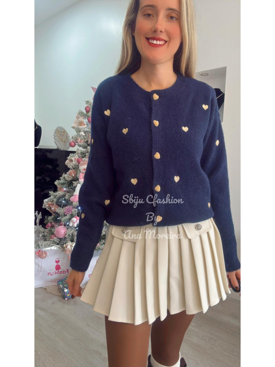 Cardigan de malha com corações - TU 7