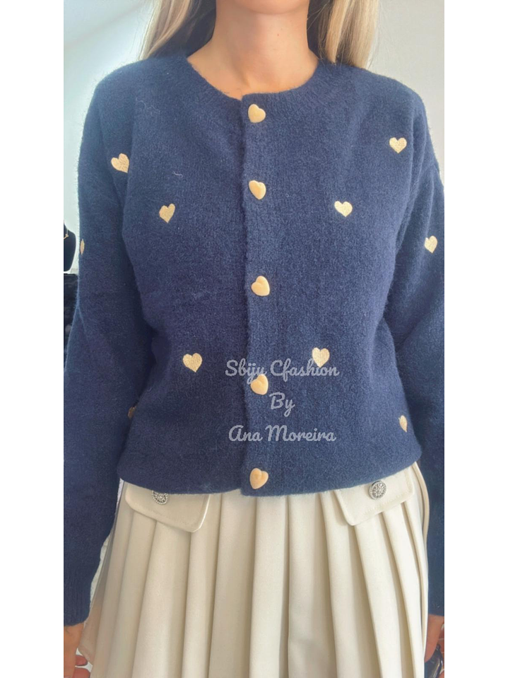Cardigan de malha com corações - TU 5