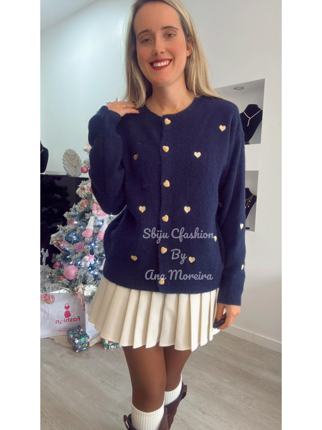 Cardigan de malha com corações - TU 4