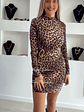 Vestido com estampado leopardo e detalhe dourado na cinta - thumbnail 1