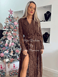 Vestido Comprido em Renda Castanho - vignette 3