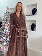 Vestido Comprido em Renda Castanho - vignette 5