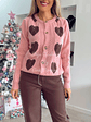 Casaco em Malha com Corações Castanhos - TU - Thumbnail 2