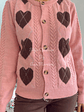 Casaco em Malha com Corações Castanhos - TU - Thumbnail 3