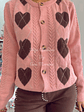 Casaco em Malha com Corações Castanhos - TU - Thumbnail 4