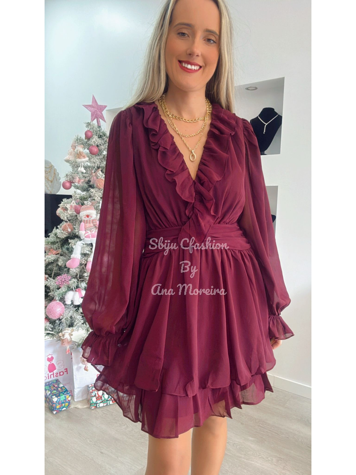 Vestido  com Folho no Peito e na Manga 6