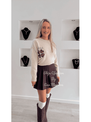 Saia-Calção com Pregas e Cinto com Lenço