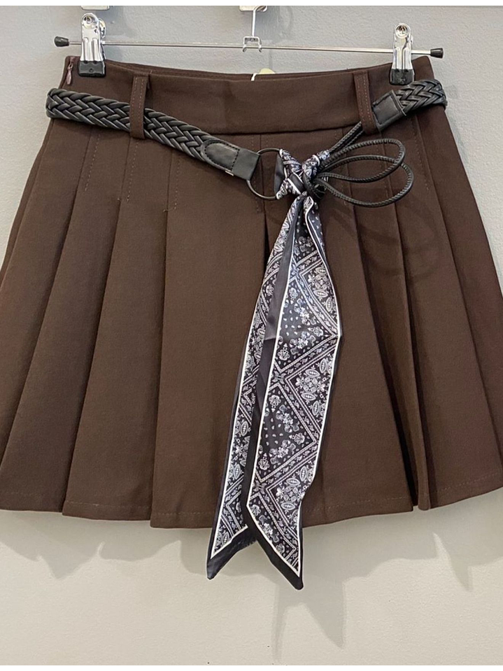 Saia-Calção com Pregas e Cinto com Lenço 5