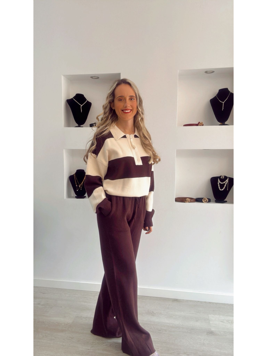 Fato de Treino em Malha com Polo às Riscas - TU 4