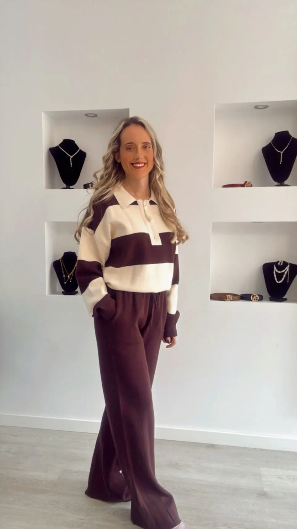 Fato de Treino em Malha com Polo às Riscas - TU 4