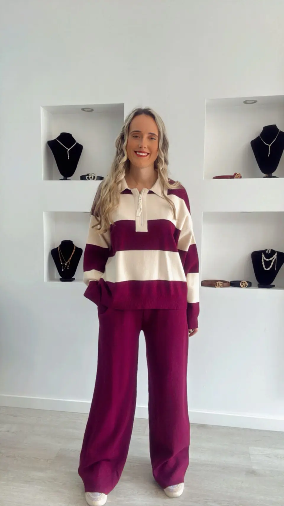 Fato de Treino em Malha com Polo às Riscas - TU 8