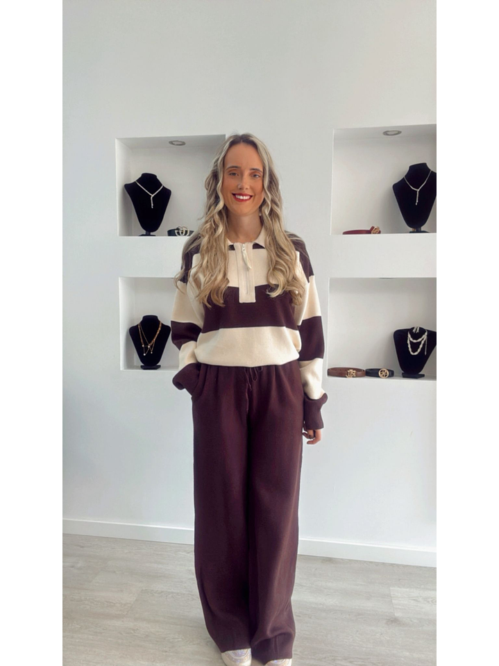 Fato de Treino em Malha com Polo às Riscas - TU 5