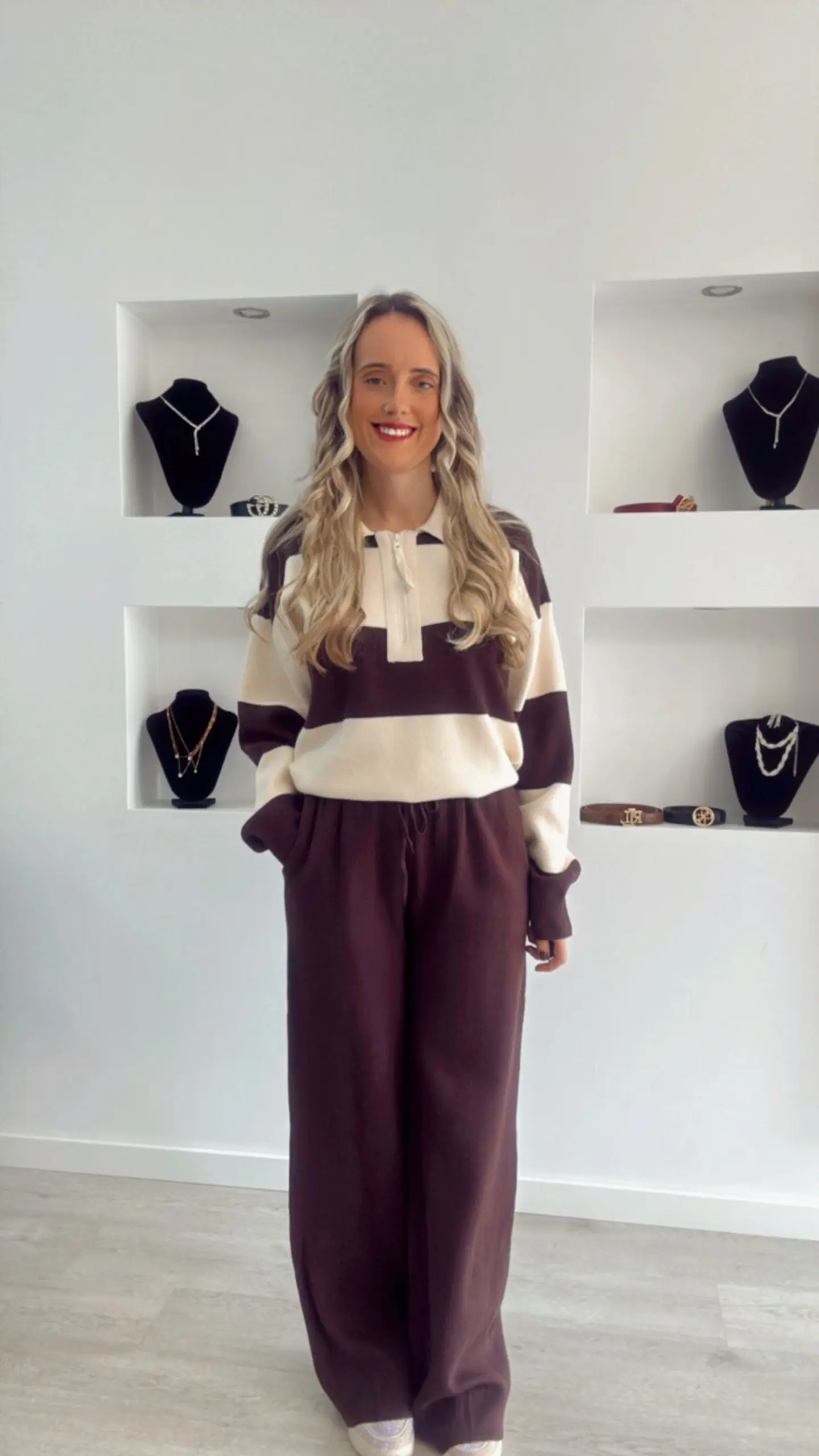 Fato de Treino em Malha com Polo às Riscas - TU 5