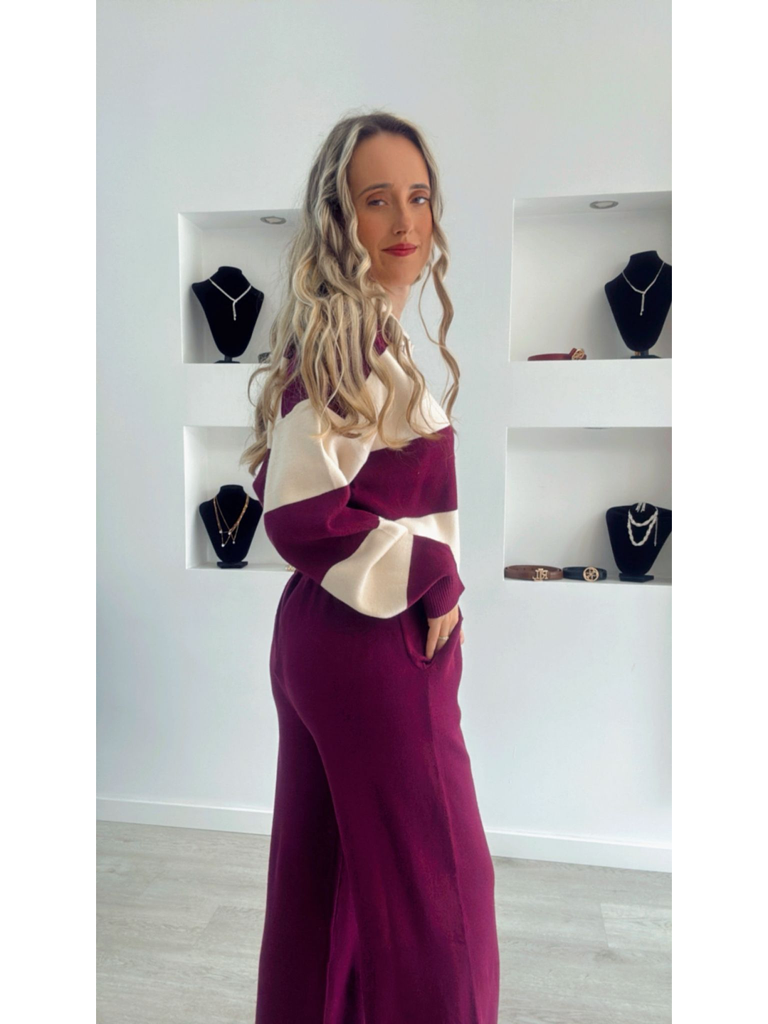 Fato de Treino em Malha com Polo às Riscas - TU 6