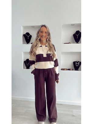 Fato de Treino em Malha com Polo às Riscas - TU