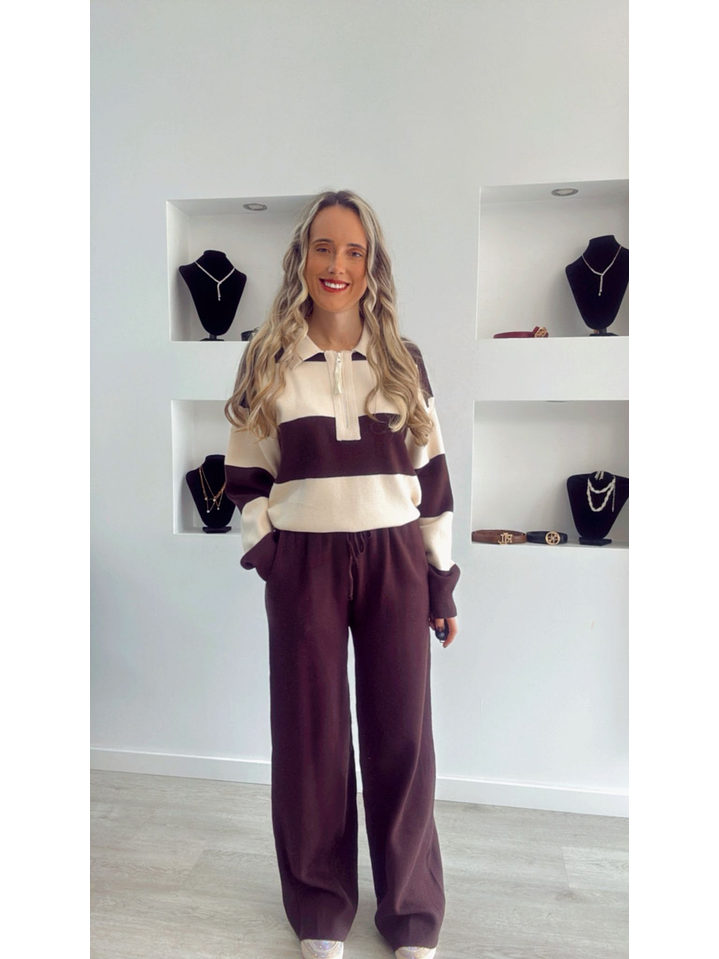 Fato de Treino em Malha com Polo às Riscas - TU 1