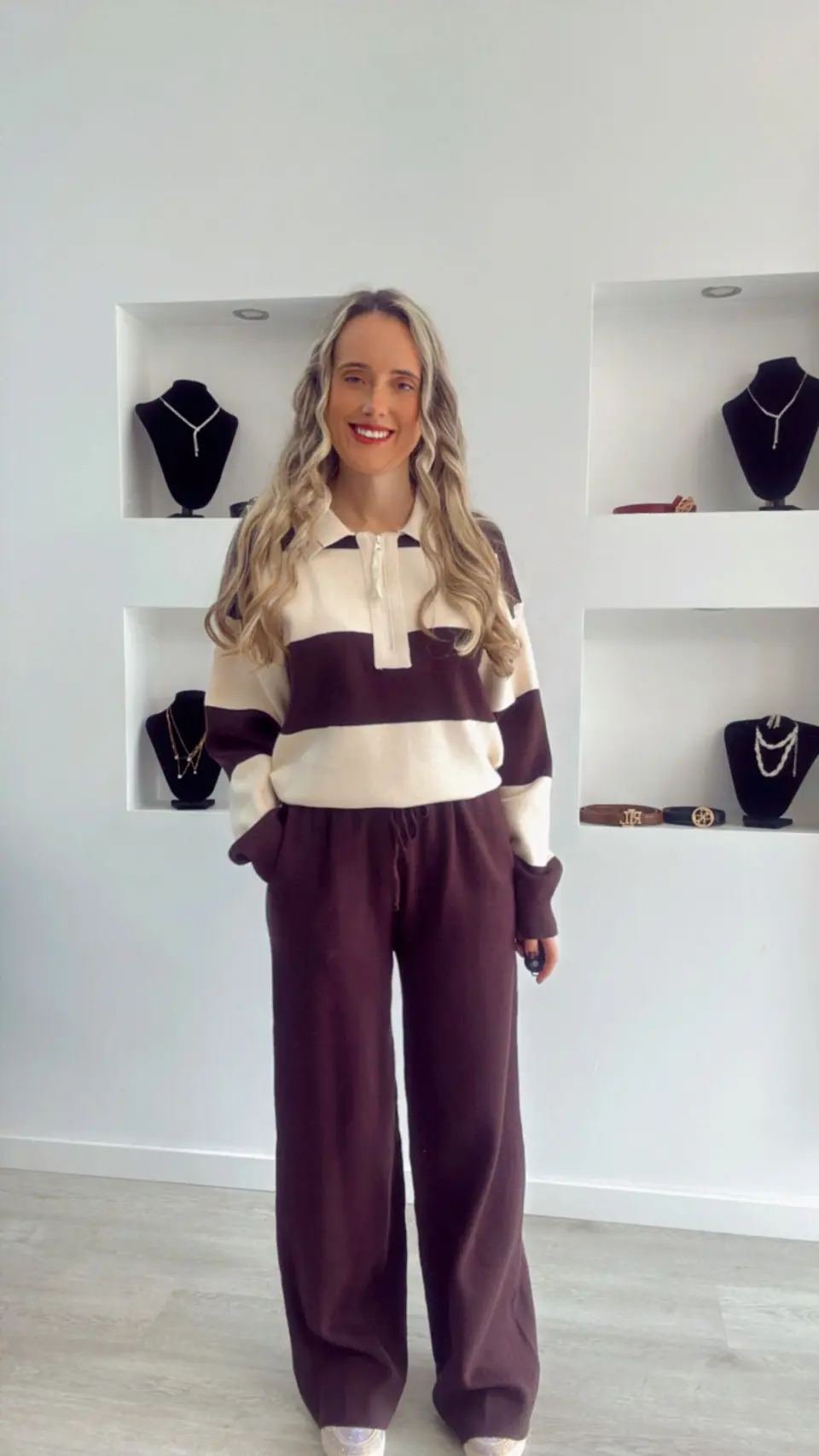 Fato de Treino em Malha com Polo às Riscas - TU 1