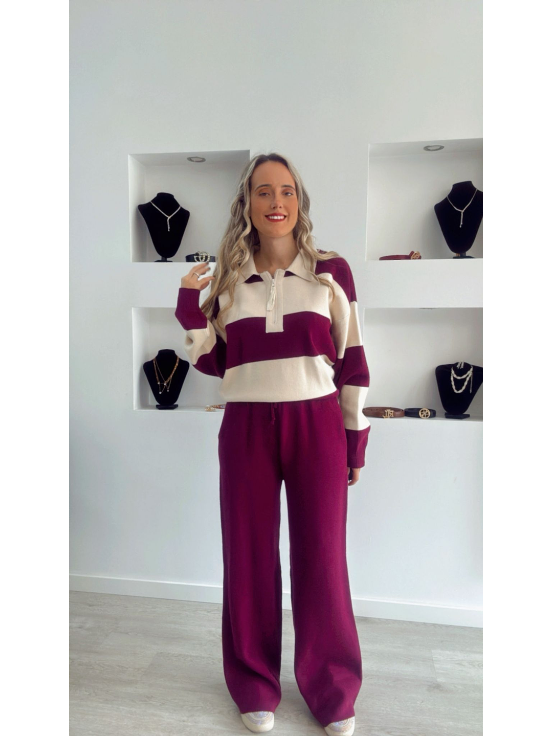 Fato de Treino em Malha com Polo às Riscas - TU 10