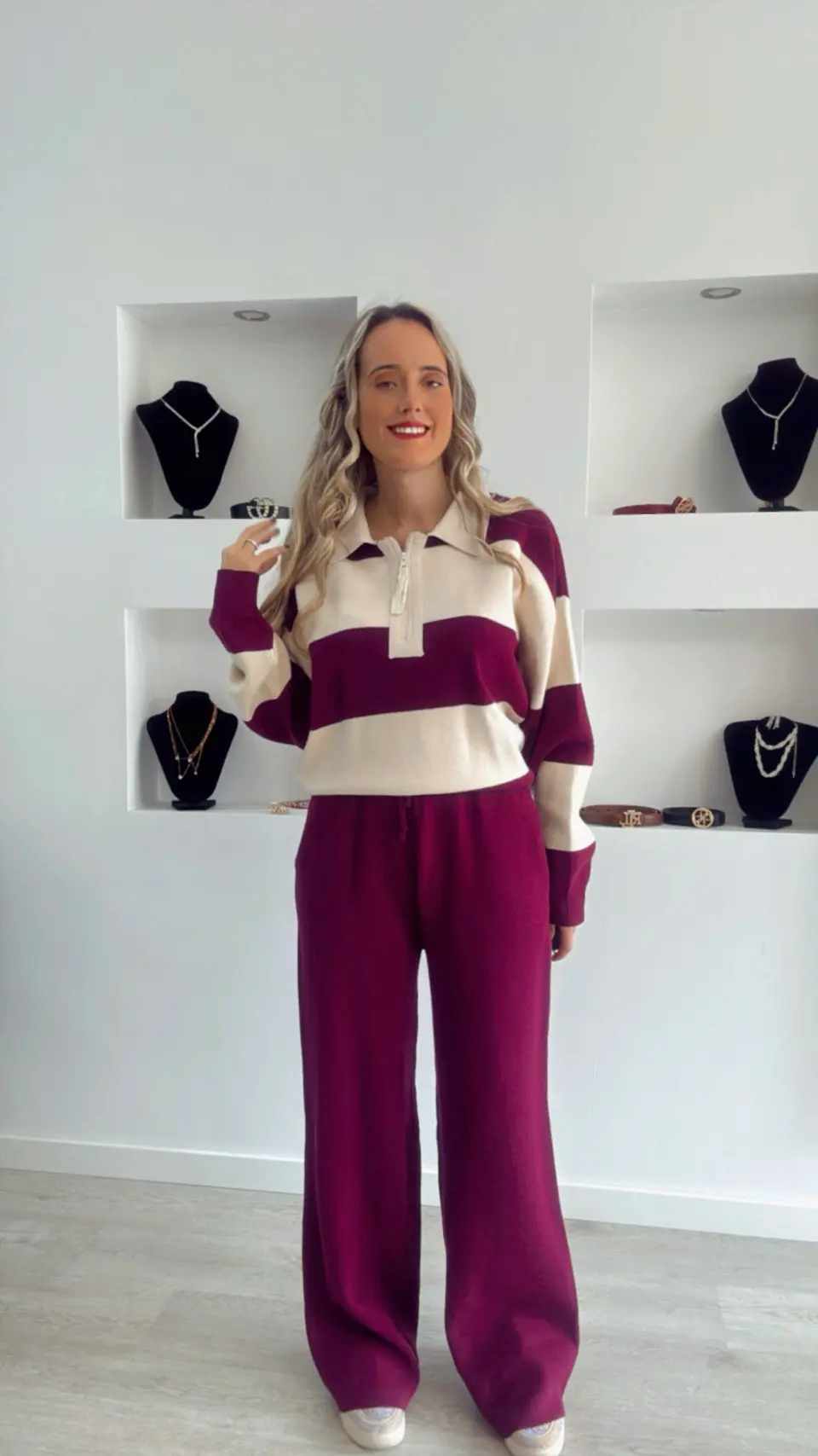 Fato de Treino em Malha com Polo às Riscas - TU 10