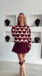 Camisola em Malha com Corações Bordeaux - TU - thumbnail 3