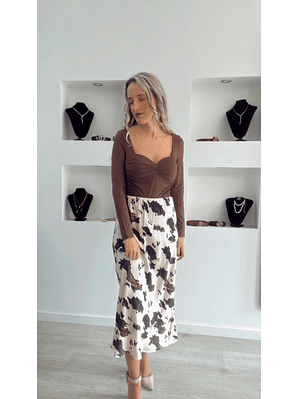 Saia Midi Acetinada Estampada