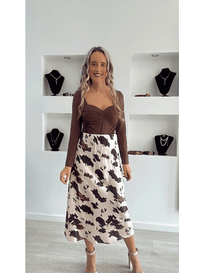 Saia Midi Acetinada Estampada
