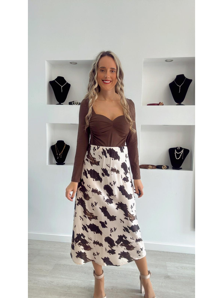 Saia Midi Acetinada Estampada 1