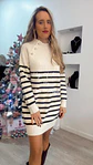 Vestido de Malha com Riscas e Botões - TU - Thumbnail 1